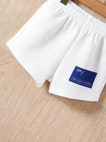Đứa bé trai Đồ họa Chữ cái Áo ba lỗ & Quần short - trắng - Xem 6