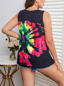 SHEIN Top tank de tie dye de cuello notch - Multicolor - Ver 2