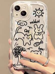 Funda de celular transparente con patrón de conejo - Multicolor - Ver 9