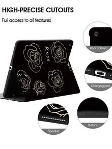 Rose Pattern Anti-fall Case Compatible With iPad - Multicolor - View 3