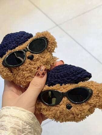 Cute Phone Case 1 Pc Creative New AirPods 4 Fluffy Dark Blue Hat Brown Dog AirPods 3 Cool Sunglasses Dog Earphone Case AirPods Pro Teddy Bear AirPods 1/2 Soft Touch Airpods Pro (2nd Generation) Wireless Bluetooth Earphone Cover Compatible With Apple