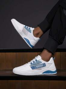 Men Letter Graphic Lace-up Front Skate Shoes, Sporty Outdoor Sneakers