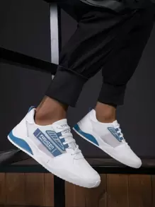 Men Letter Graphic Lace-up Front Skate Shoes, Sporty Outdoor Sneakers