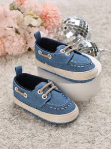 1 双带孔眼和前系带设计的婴儿休闲运动鞋 - 藍色 - 查看 3