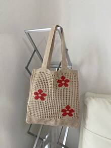 Túi móc in hoa Tay cầm đôi dễ thương - Nhiều màu - Xem 1