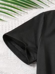 Girls Letter Graphic Tee & Flap Pocket Cargo Pants - Multicolor - View 6