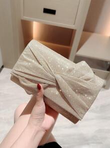 Quyến rũ, thanh lịch, tinh tế, yên tĩnh Sequin sang trọng, sành điệu, sang trọng, sáng bóng Chi tiết nút thắt lấp lánh Túi vuông nắp Ví cô dâu quyến rũ, hoàn hảo cho đám cưới, sự kiện dạ hội & tiệc tùng Túi buổi tối, Túi ăn tối cho cô gái dự tiệc, phụ nữ - Rượu sâm banh - Xem 1
