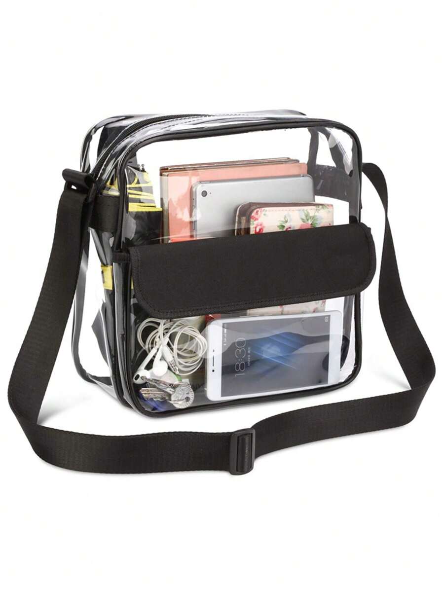 PVC 透明包 斜跨透明身体包 防水透视拉链手提包 适合旅行 音乐会体育场认可 12*12*6 透明钱包包 适合音乐会体育赛事节日 时尚透明 女士透明防水包 适合夏季、度假和海滩 非常适合音乐节 防水、防沙透明包 沙滩运动野餐零食 女士透明钱包