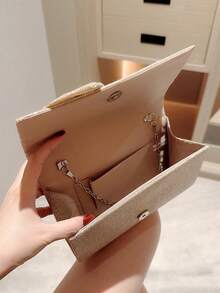 Quyến rũ, thanh lịch, tinh tế, yên tĩnh Sequin sang trọng, sành điệu, sang trọng, sáng bóng Chi tiết nút thắt lấp lánh Túi vuông nắp Ví cô dâu quyến rũ, hoàn hảo cho đám cưới, sự kiện dạ hội & tiệc tùng Túi buổi tối, Túi ăn tối cho cô gái dự tiệc, phụ nữ - Rượu sâm banh - Xem 5