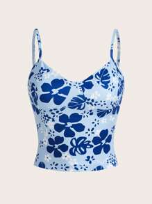 SHEIN ICON Y2K Paisley Floral All Over Print Camisole Tank Top For Women - Blue - View 1