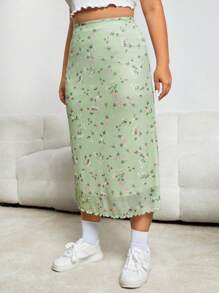 SHEIN Qutie Váy Plus Size Xù nhỏ Họa tiết hoa Boho - Nhiều màu - Xem 3