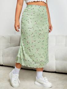 SHEIN Qutie Váy Plus Size Xù nhỏ Họa tiết hoa Boho - Nhiều màu - Xem 4