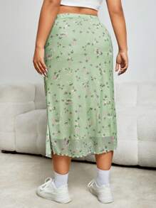 SHEIN Qutie Váy Plus Size Xù nhỏ Họa tiết hoa Boho - Nhiều màu - Xem 2