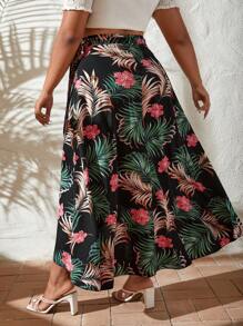 SHEIN VCAY Váy Plus Size Thắt nút Trọn gói Nhiệt đới Boho - Nhiều màu - Xem 2