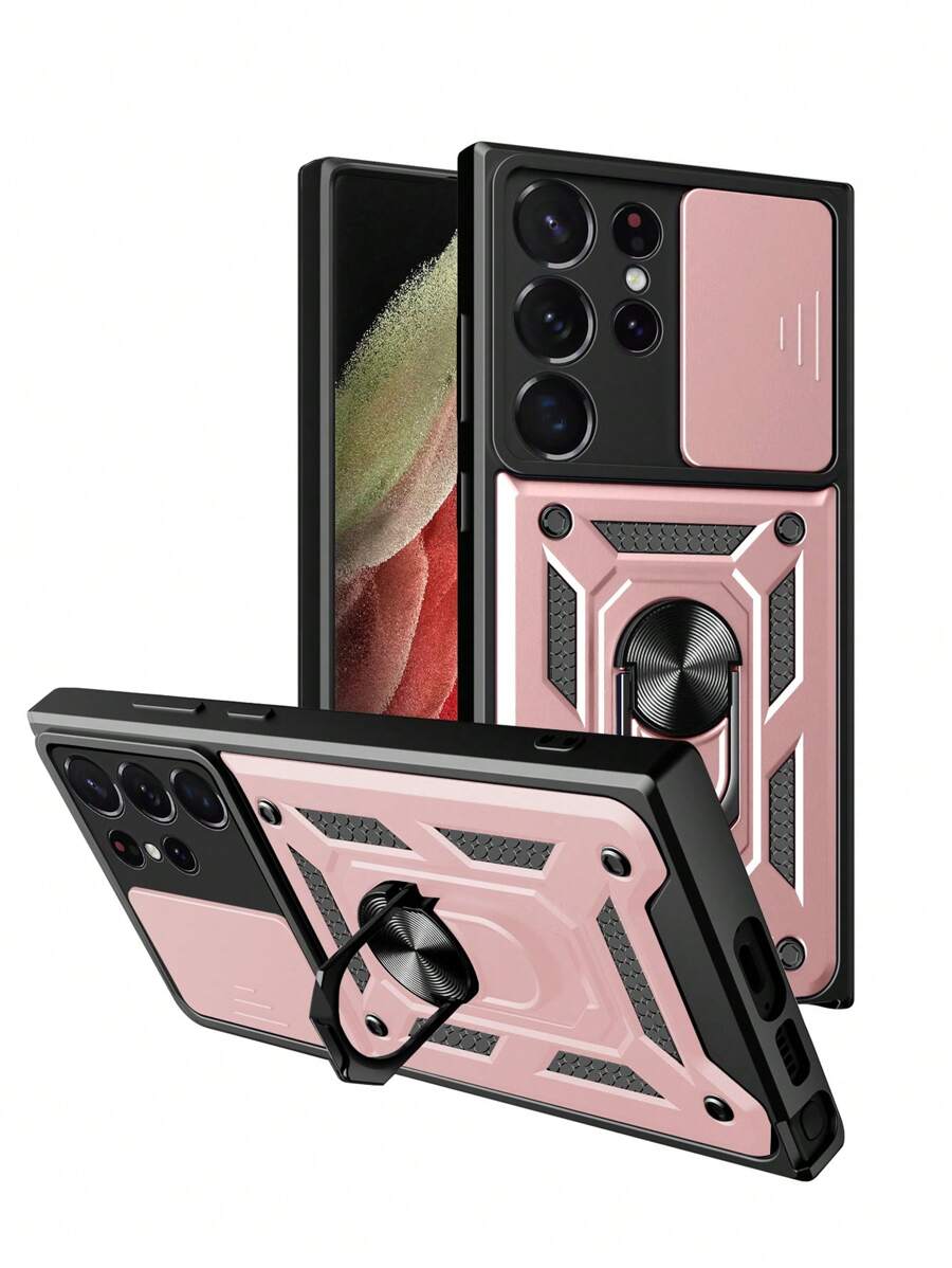 Anti-fall Phone Case With Magnetic Ring Holder - Rose Gold - View 1