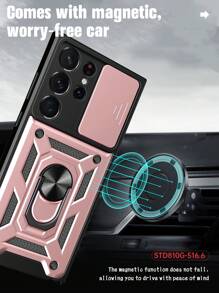 Anti-fall Phone Case With Magnetic Ring Holder - Rose Gold - View 5