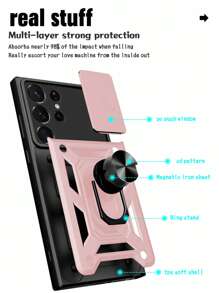 Anti-fall Phone Case With Magnetic Ring Holder - Rose Gold - View 7