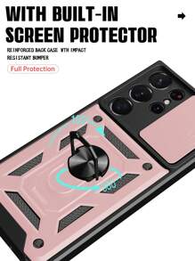 Anti-fall Phone Case With Magnetic Ring Holder - Rose Gold - View 8