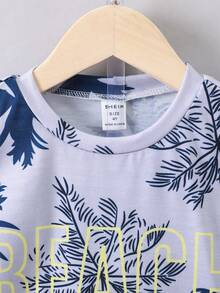 SHEIN Bộ thời trang bé trai Lá thư Nhiệt đới Boho - Nhiều màu - Xem 3