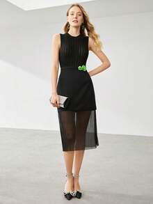 MOTF PREMIUM 3D FLOWER DETAIL MESH SKIRT - Black - View 8