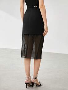 MOTF PREMIUM 3D FLOWER DETAIL MESH SKIRT - Black - View 9