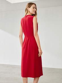 MOTF PREMIUM DRAPED FITTED MIDI DRESS - Red - View 8