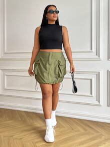 SHEIN EZwear Falda cargo con bolsillo con solapa bajo con cordón