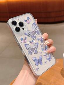 Butterfly Pattern Clear Anti-fall Phone Case - Multicolor - View 3
