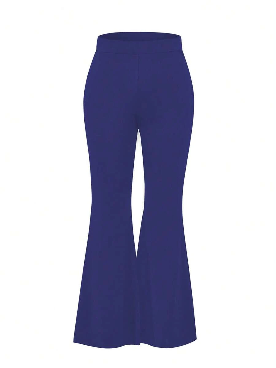 Celure Quần Plus Size màu trơn Thanh lịch - Màu xanh lam - Xem 1