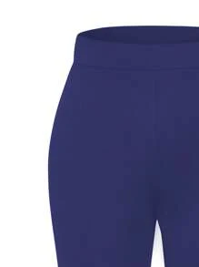 Celure Quần Plus Size màu trơn Thanh lịch - Màu xanh lam - Xem 3