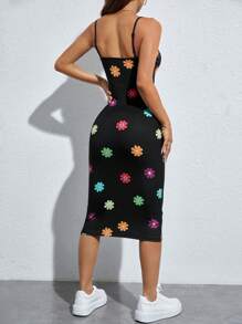 SHEIN PETITE Floral Print Cami Bodycon Dress