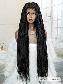 Tóc giả tổng hợp bện dài hoàn toàn bằng ren - màu đen - Xem 2
