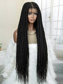 Tóc giả tổng hợp bện dài hoàn toàn bằng ren - màu đen - Xem 5