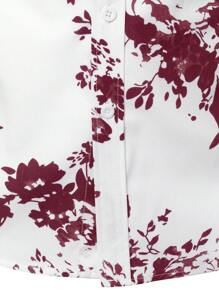 男士印花前排扣襯衫 - 紅白色 - 查看 3