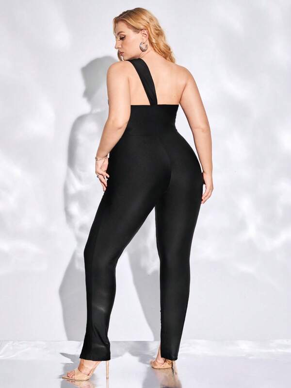 evoluSHEIN X Anitta Plus One Shoulder Oring Cut Out Front Split Hem