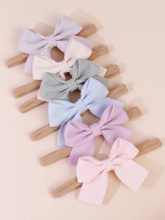 6入組嬰兒蝴蝶結裝飾髮帶