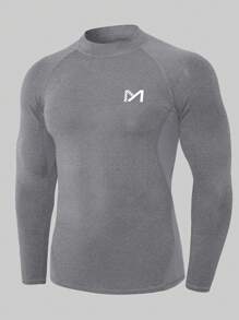 Nam Đồ họa Chữ cái Tay Raglan Áo thun thể thao Quần áo tập thể hình Nam Cơ bản T Áo sơ mi - Xám - Xem 4