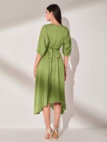 Modelyn 素色蝙蝠袖連衣裙 - 綠色 - 查看 2