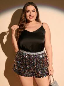 SHEIN Clasi Plus Sequin Shorts - Multicolor - View 2