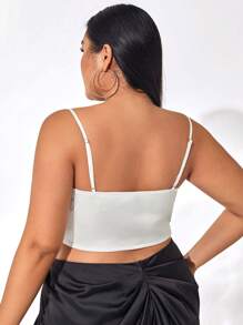 evoluSHEIN X Anitta Plus Draped Collar Crop Cami Top - White - View 2