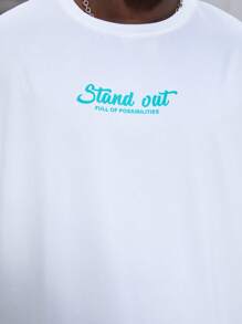 Manfinity EMRG 男士蘑菇和字母圖案T恤 - 白色 - 查看 4