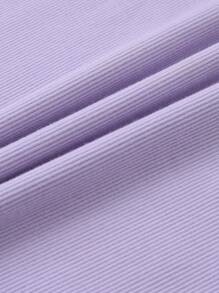 SHEIN Girls Solid Tee Dress - Lilac Purple - View 4