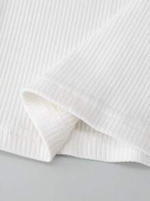 SHEIN Niñas Top tank tejido de canalé - Blanco - Ver 4