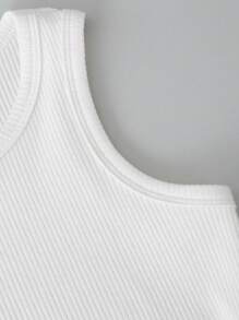 SHEIN Niñas Top tank tejido de canalé - Blanco - Ver 5