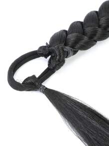 1pc Long Synthetic Box Braided Hair Ponytail, Pre-Braied Fiber Ponytail For Party, Wedding, Travel,Daily Use - Black - View 7