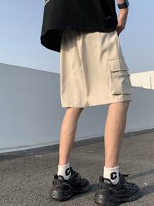 Manfinity LEGND Men Flap Pocket Side Drawstring Waist Cargo Shorts - Apricot - View 2