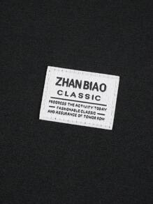 Manfinity Homme Men Letter Graphic Slogan Patched Detail Tee & Drawstring Waist Shorts - Black - View 8