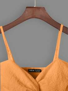 SHEIN VCAY Áo khoác và áo lót dành cho xe tăng nữ xoắn lại Dải chun màu trơn Gợi cảm - trái cam - Xem 4