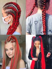 Long Synthetic Hair Braid - Red - View 7