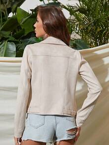 RELISH NOLESS Zip Up Biker Jacket - Apricot - View 2